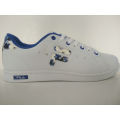 Strass flor azul impresso mulheres brancas skate sapatos